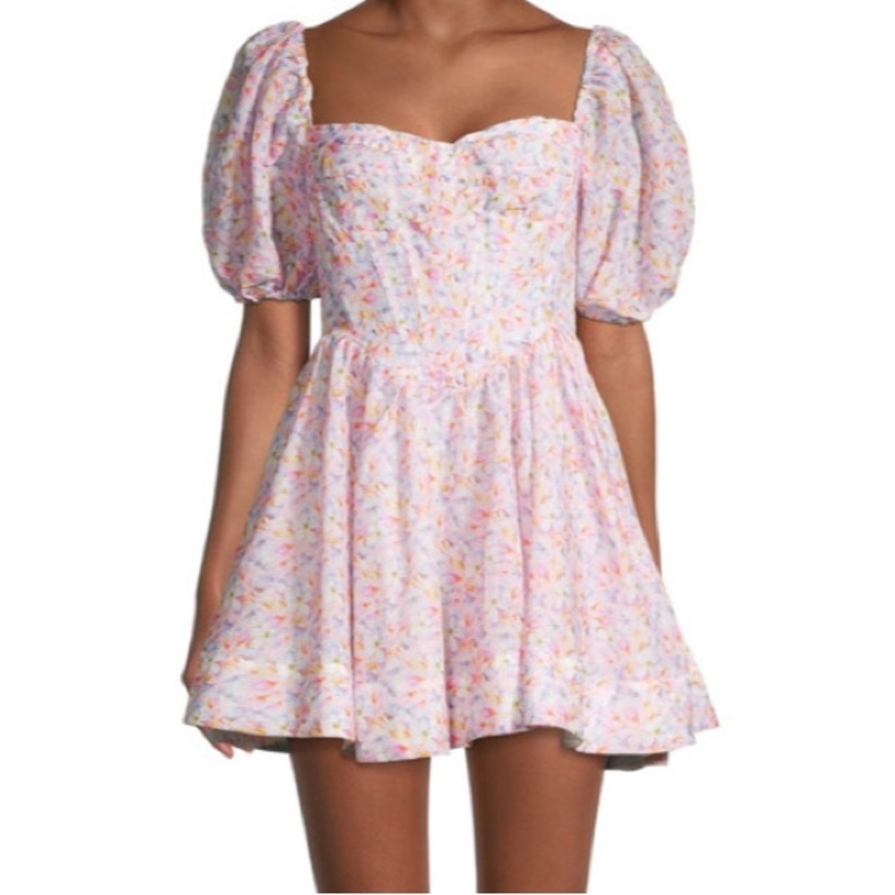 Pink floral Bardot dress
